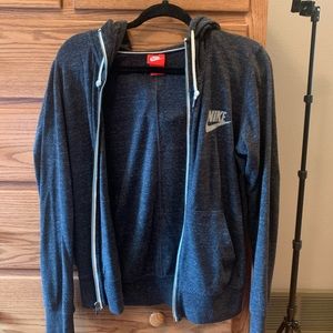 NIKE heather grey zip up hoodie with Nike logo